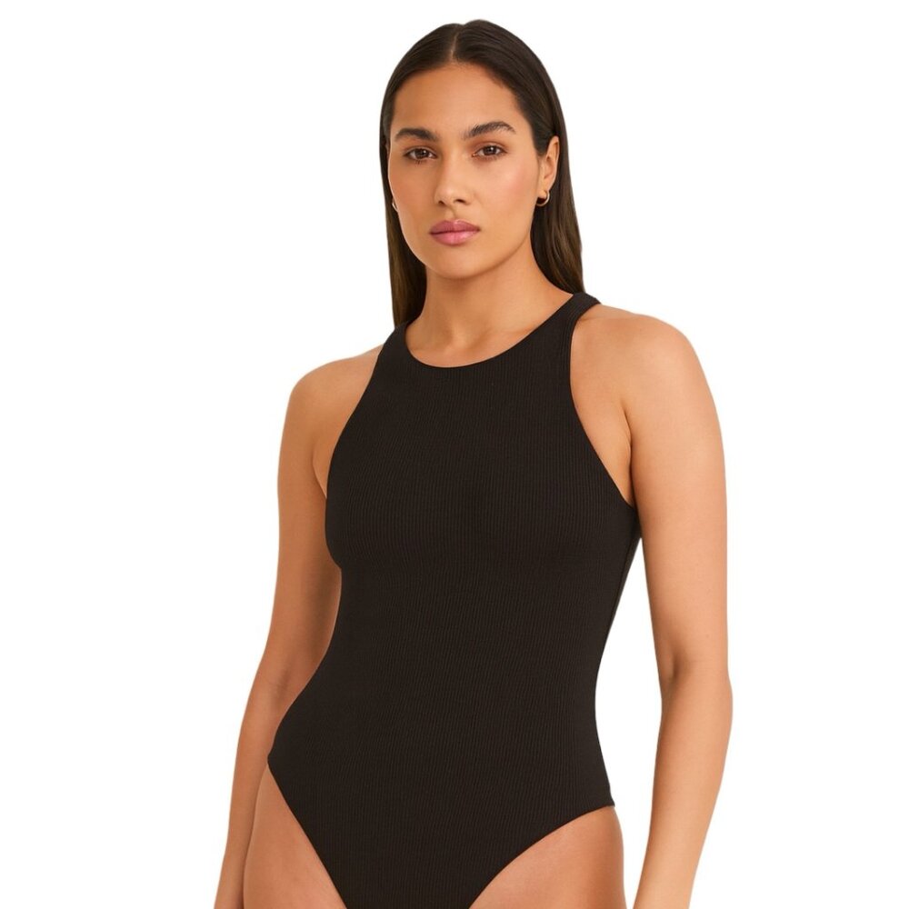 Chic BP. Black Ribbed Round Neck Bodysuit XXS NWT - Picture 1 of 7